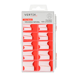 Caixa Tips Curva C Natural 100 Unidades Vertix Professional