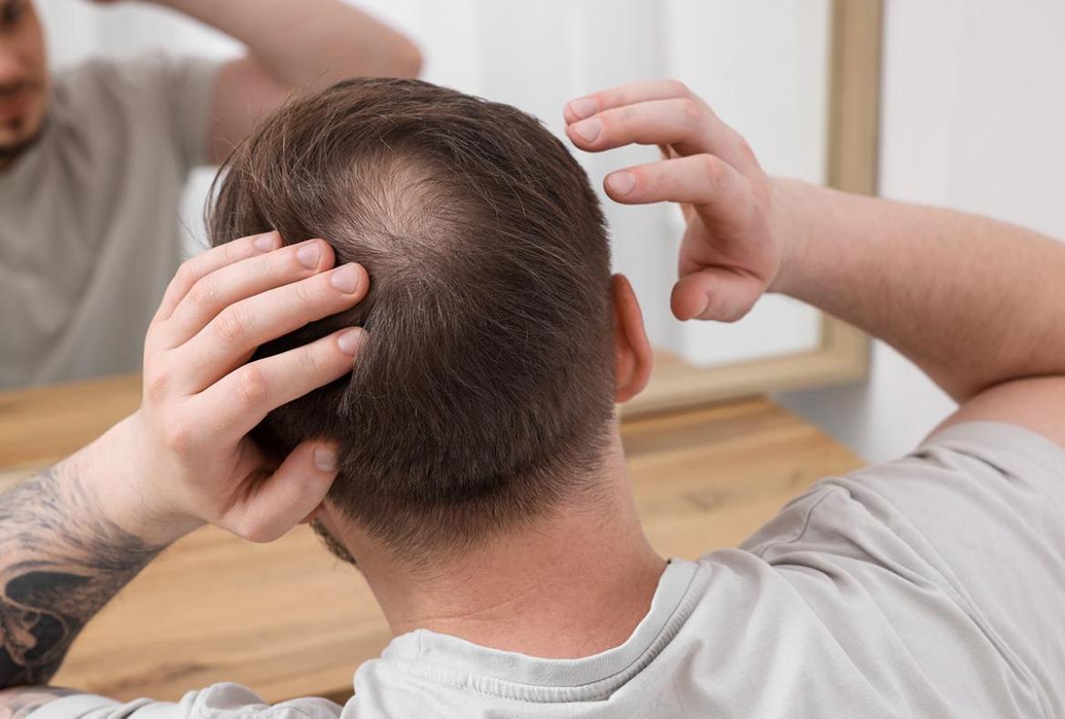 homem com falha no cabelo